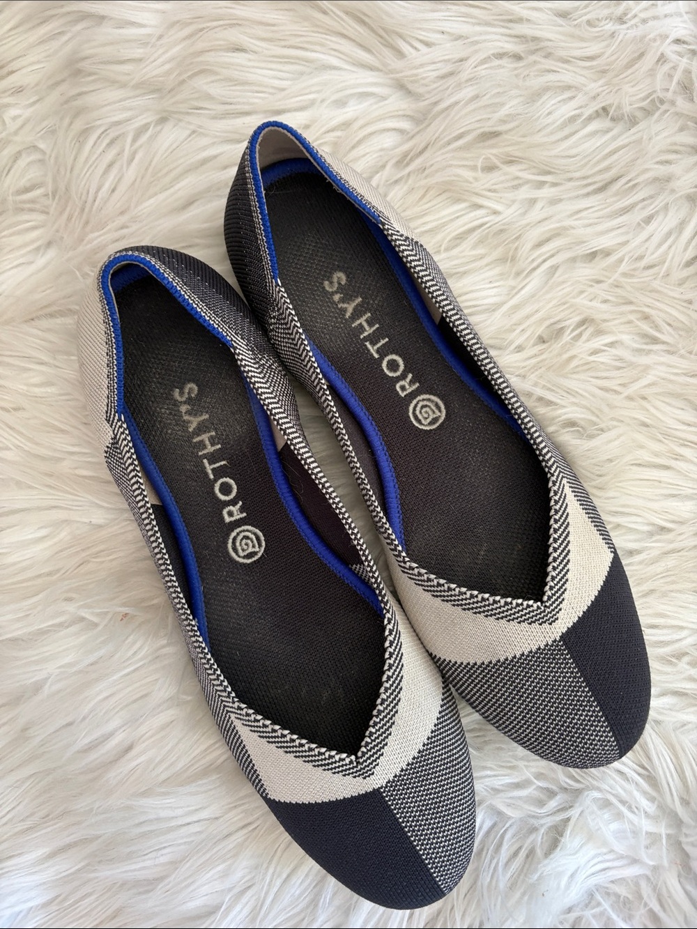 Rothy's Black and White Check Knit Ballet Flats - Picture 4 of 5